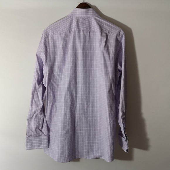 Men's Charles Tyrwhitt UK Slim Fit 15.5" Dress Button Cufflink Cuff Purple White - Picture 6 of 6